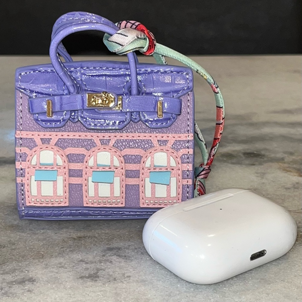 Mini Purse Bag Keychain Charm AirPod Pouch Holder Case Miniature Handbag Purple